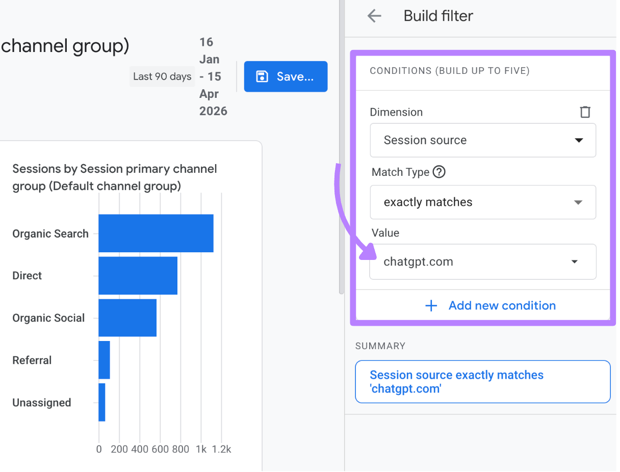 adding a filter for chatgpt as a traffic source
