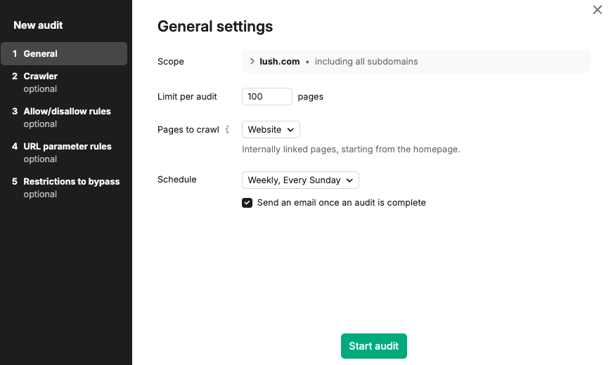 Configuring Site Audit image 1