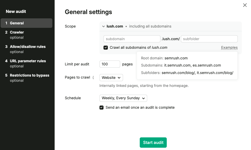 Configuring Site Audit image 2