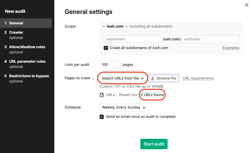 Configuring Site Audit image 3